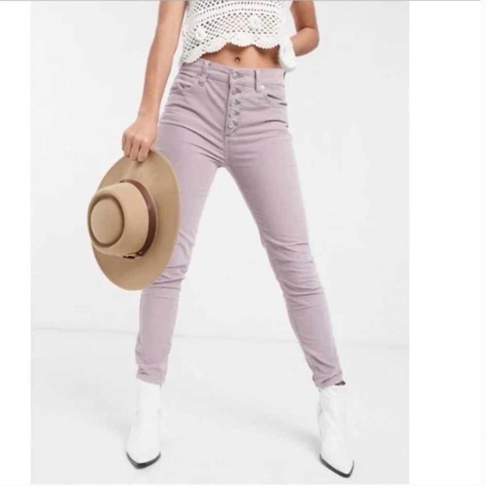 Free People Lavender Skinny Cords Button Fly 26 long - Picture 2 of 8